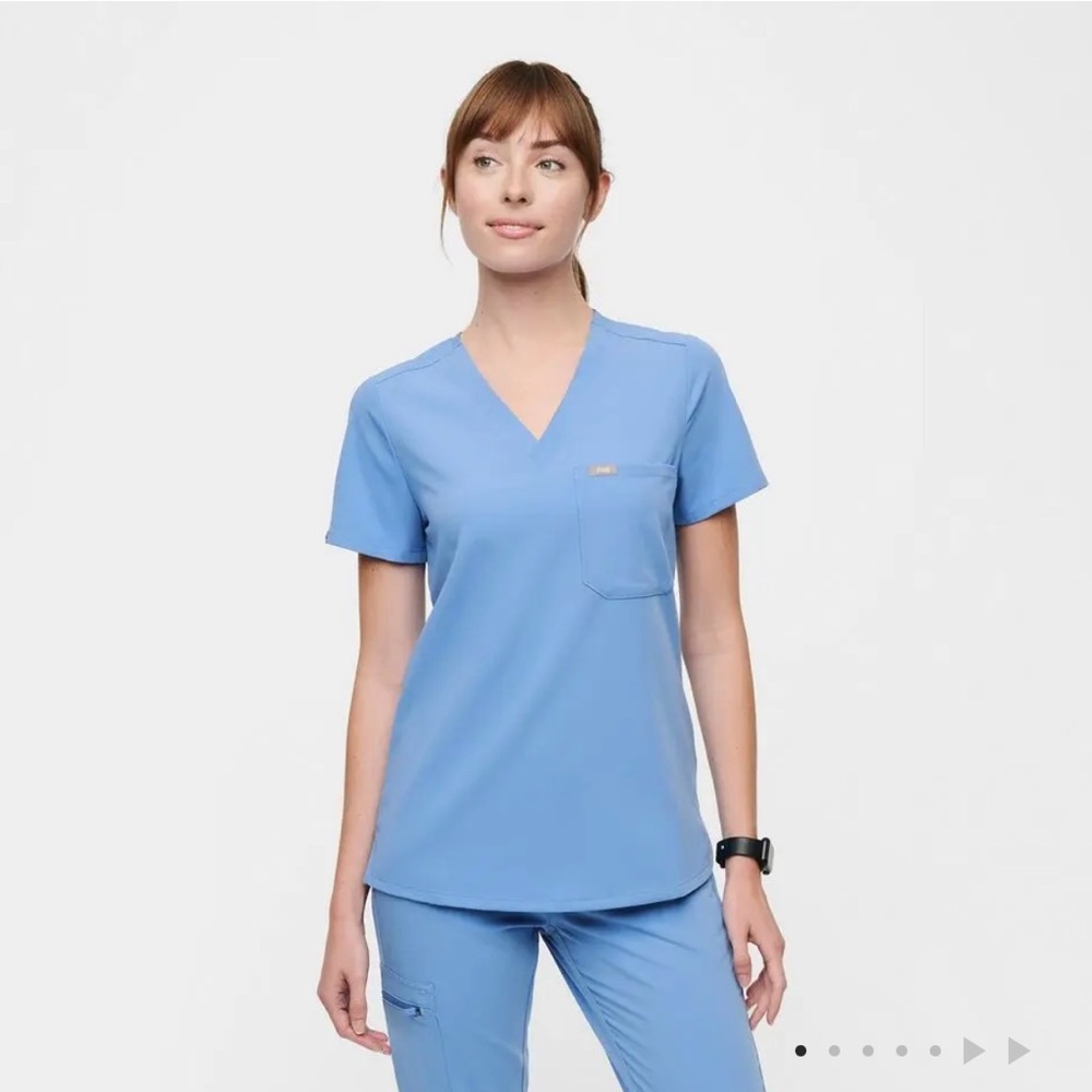 Women's Blue V-Neck Scrub Top